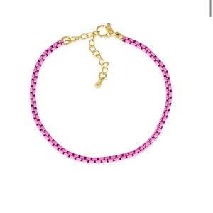 NWT Anna Zuckerman Enamel Link Chain Bracelet, 6in, Rose
